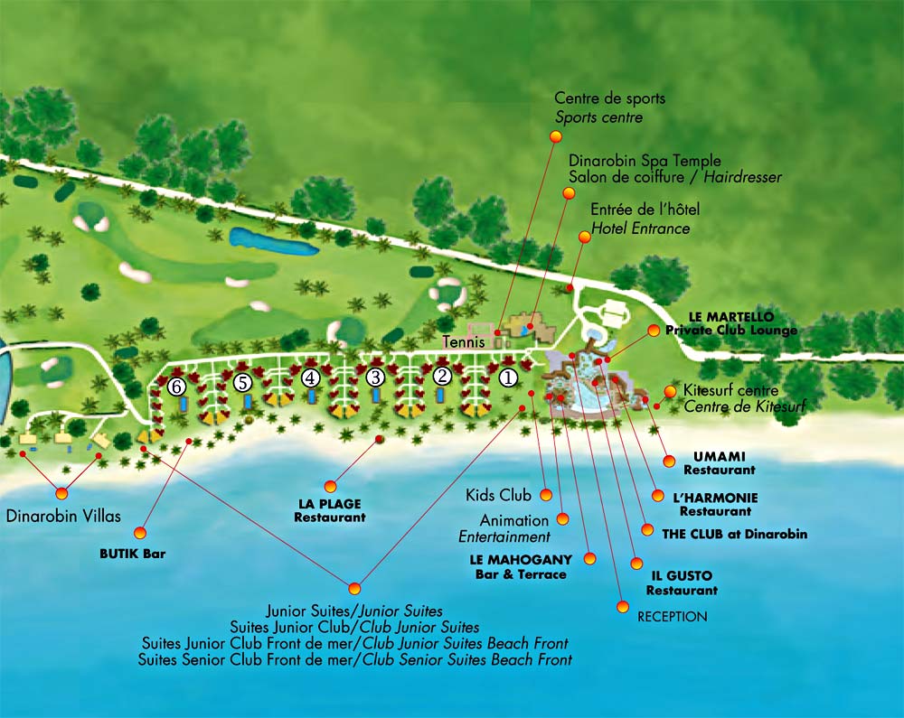 beachcomber Dinarobin hotel et spa - plan de l'hotel