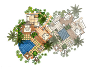 Ile Maurice - Villas Beau Rivage - plan villa Front de Mer